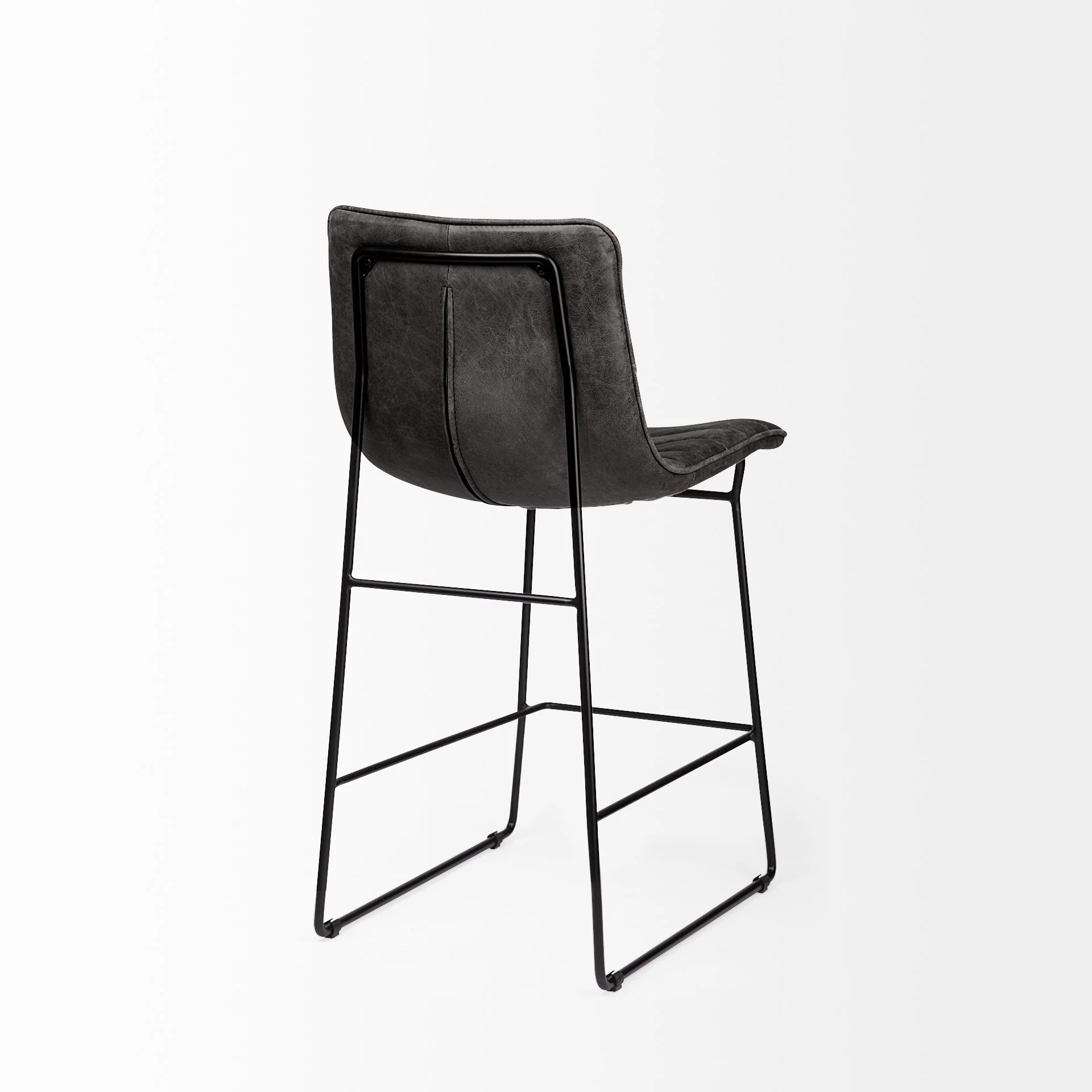 Black Leather Metal Frame Counter Stool By Homeroots - Image 5