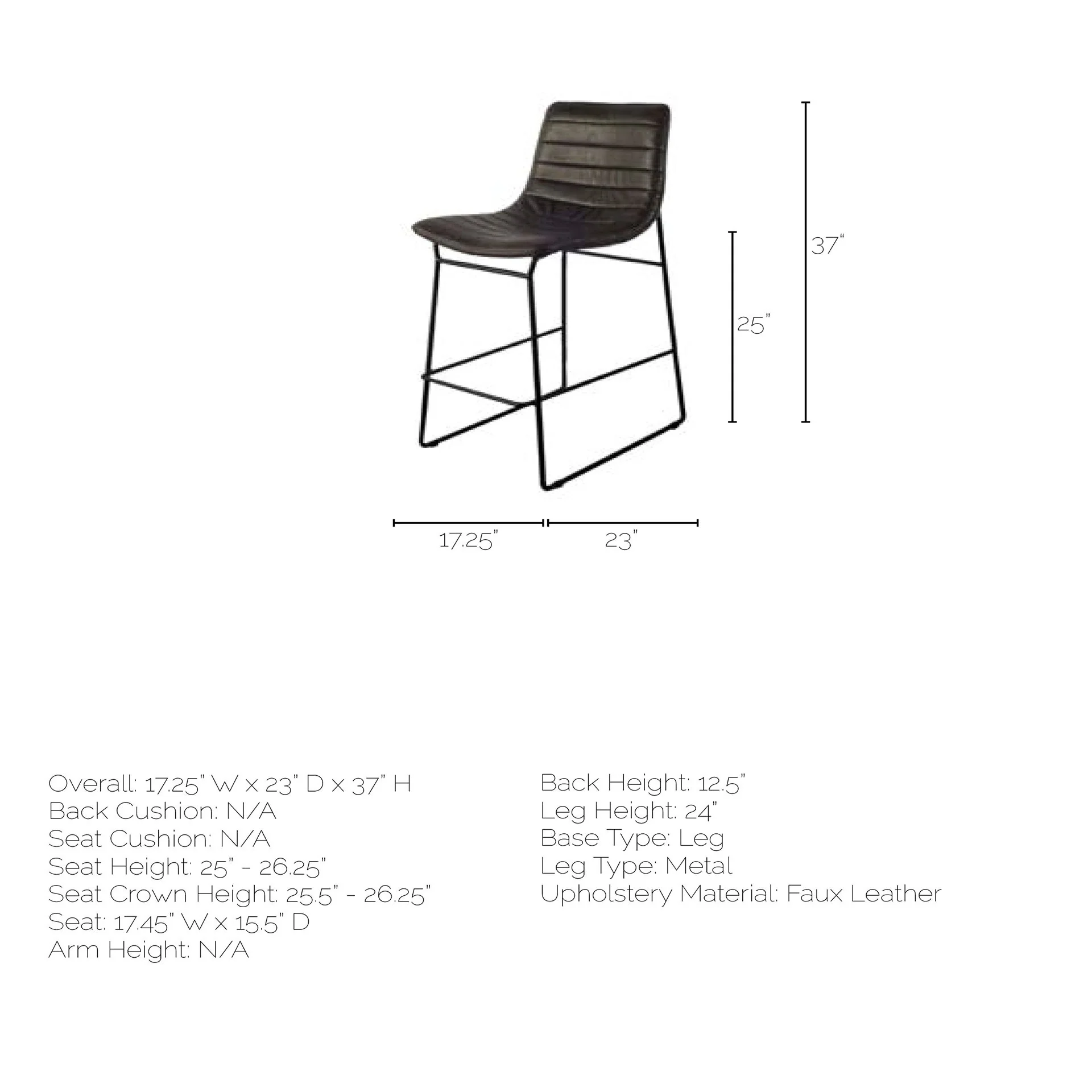 Black Leather Metal Frame Counter Stool By Homeroots - Image 6