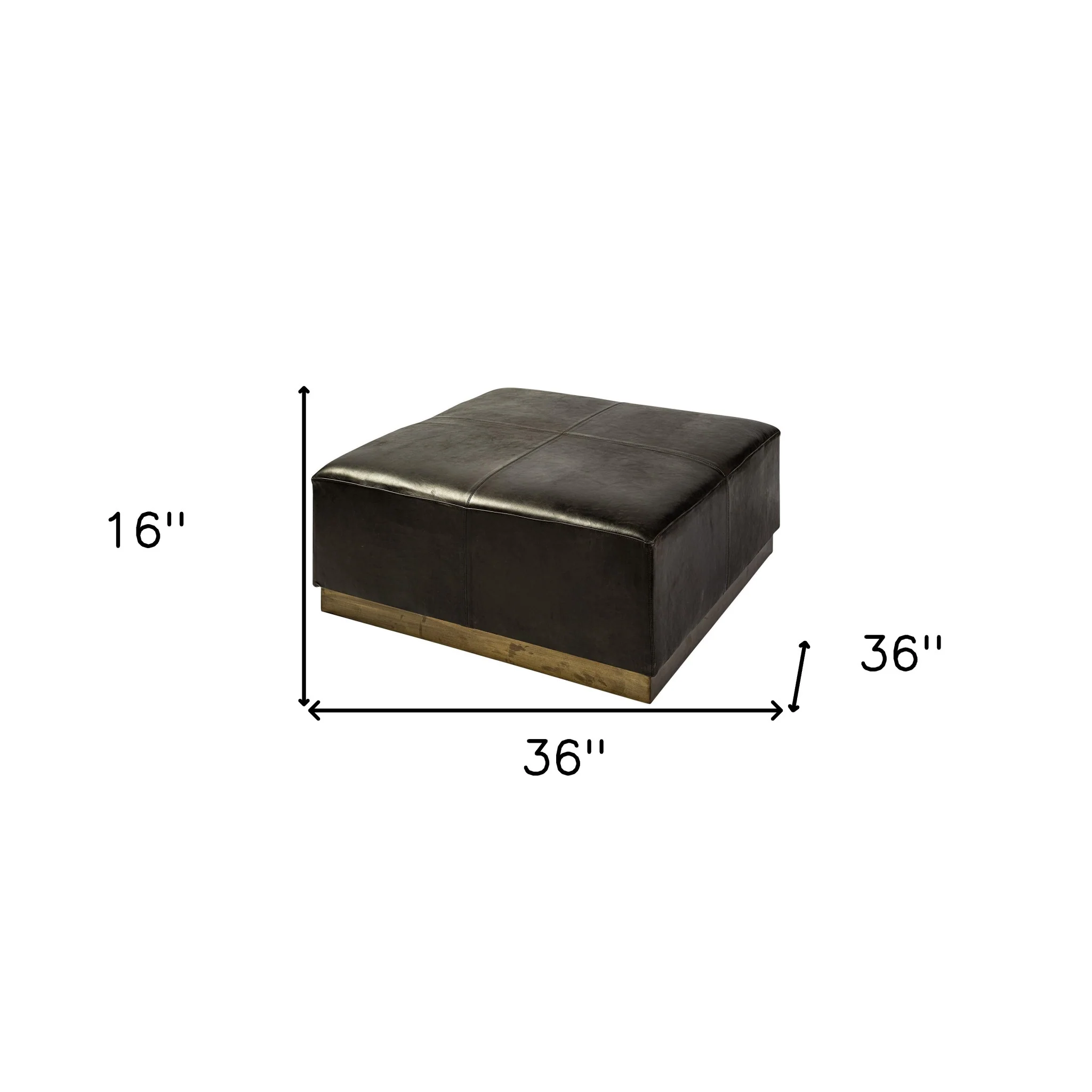 Black Leather Ottoman with Metal Base By Homeroots - Image 6
