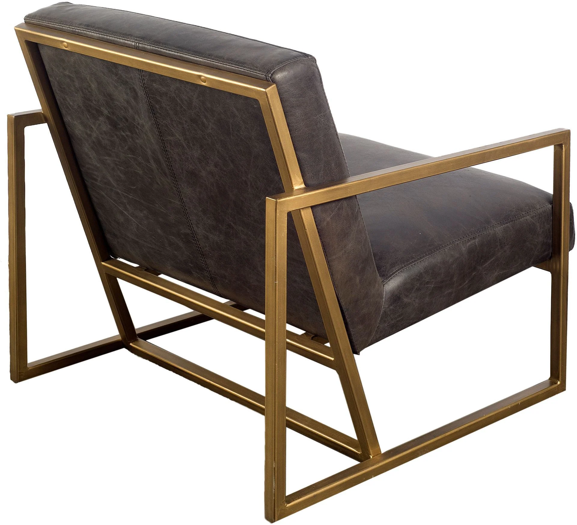 Black Leather Seat Accent Chair with Gold Metal Frame By Homeroots - Image 3