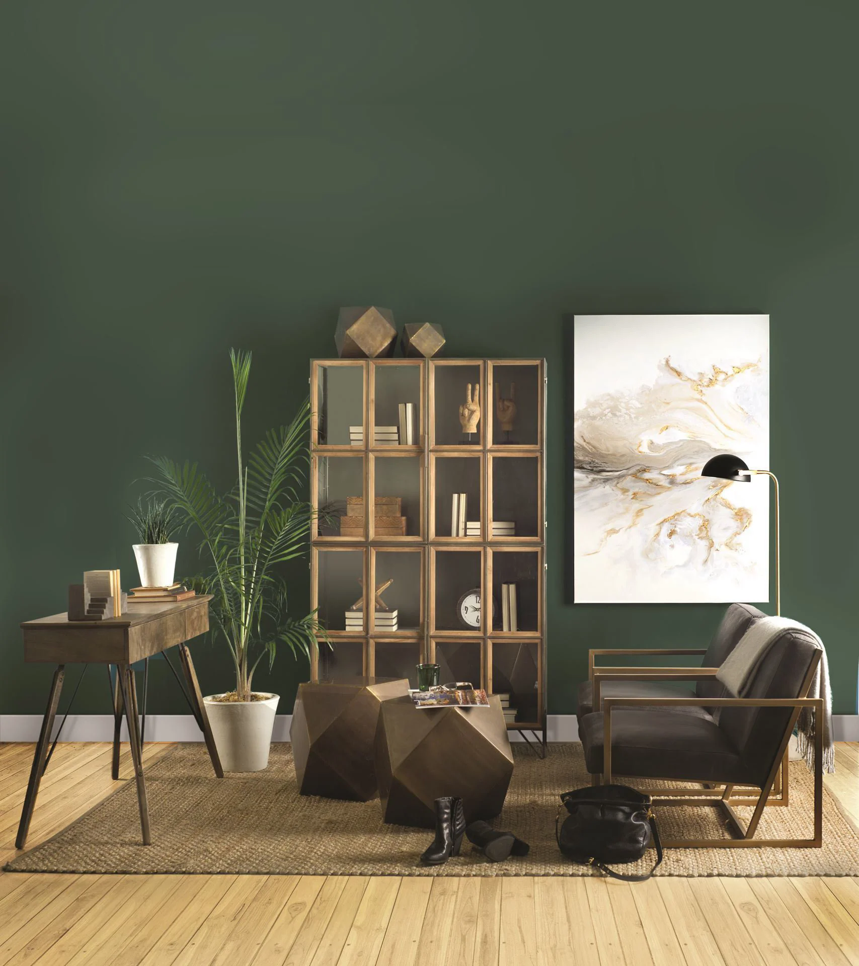 Black Leather Seat Accent Chair with Gold Metal Frame By Homeroots - Image 4
