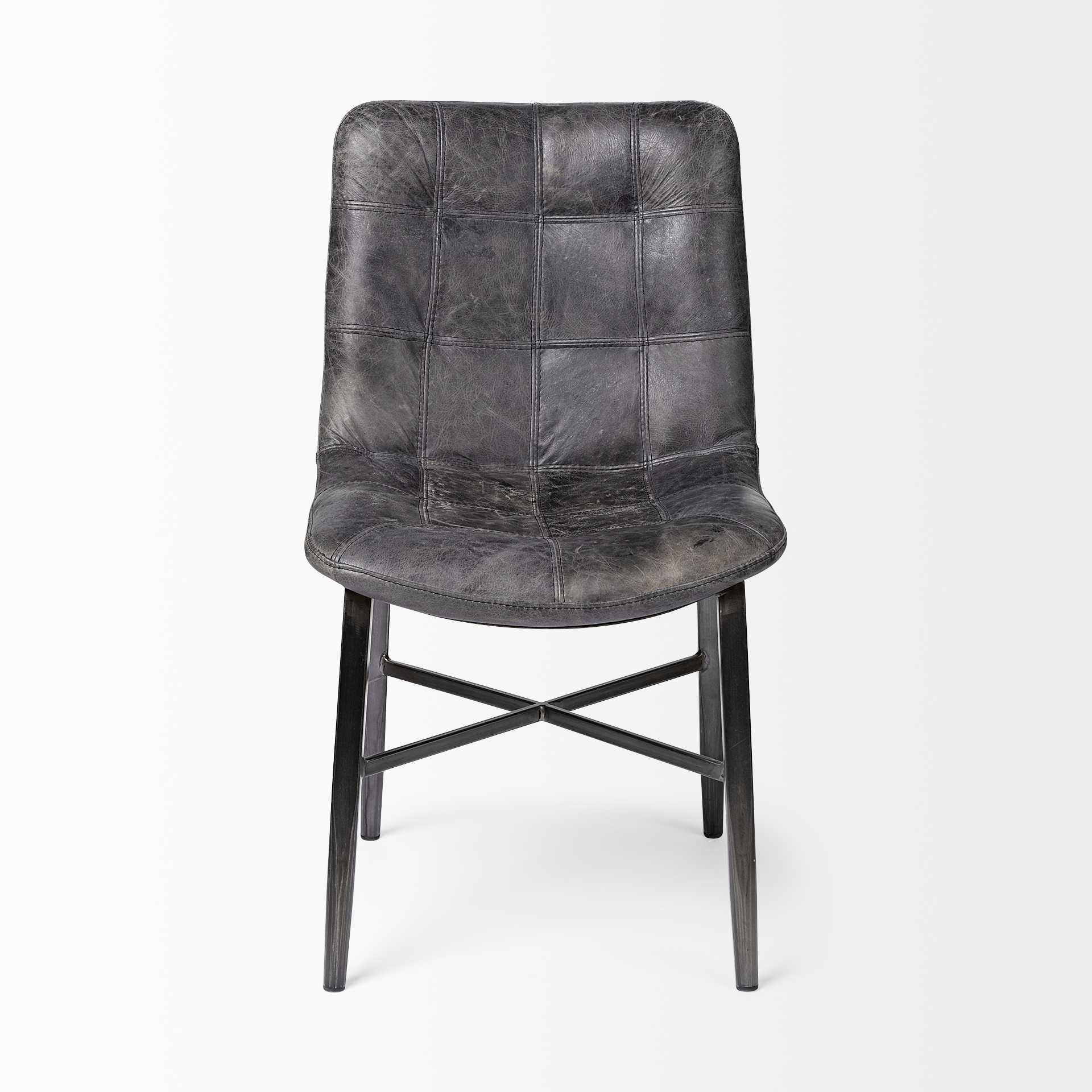 Black Leather Seat With Black Metal Frame Dining Chair By Homeroots - Image 2