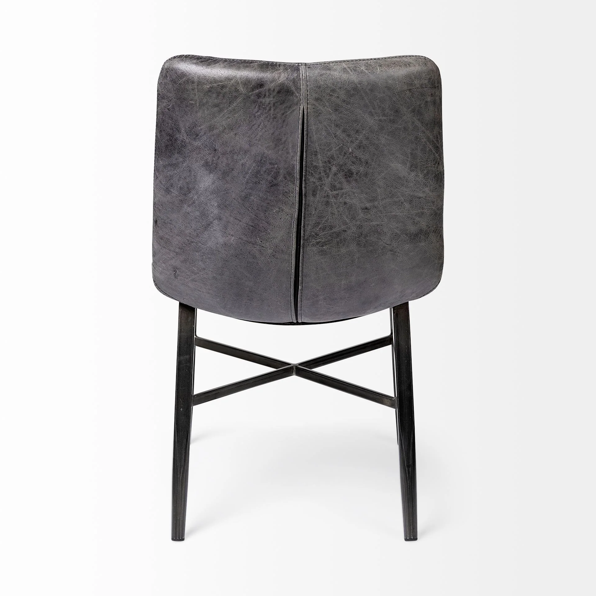 Black Leather Seat With Black Metal Frame Dining Chair By Homeroots - Image 4