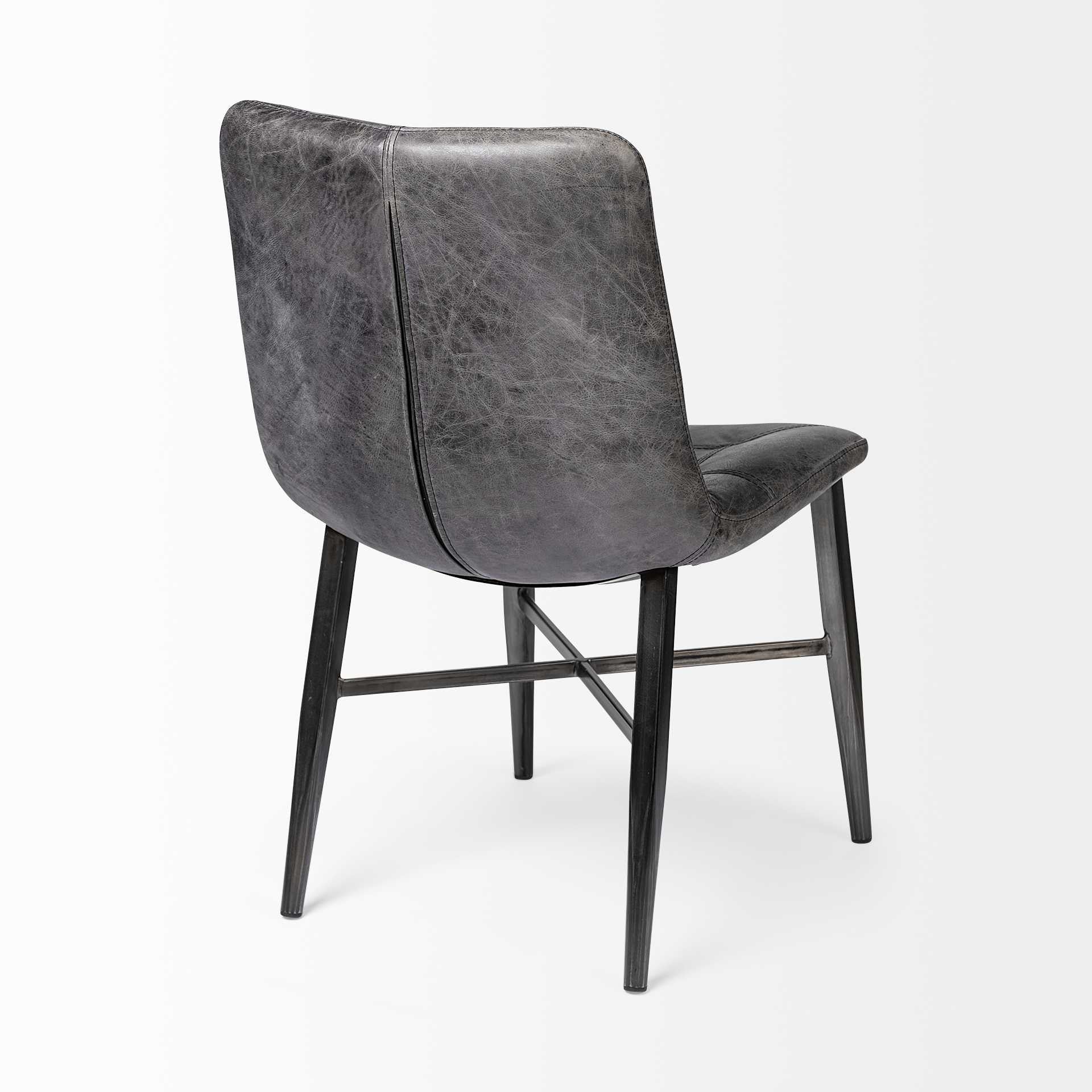 Black Leather Seat With Black Metal Frame Dining Chair By Homeroots - Image 5