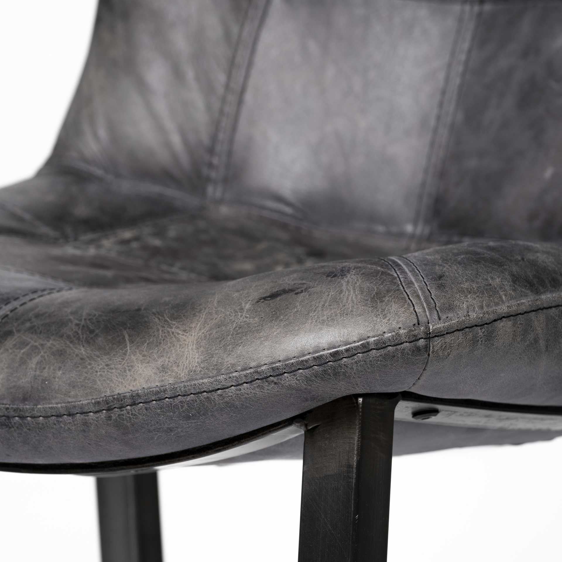 Black Leather Seat With Black Metal Frame Dining Chair By Homeroots - Image 8