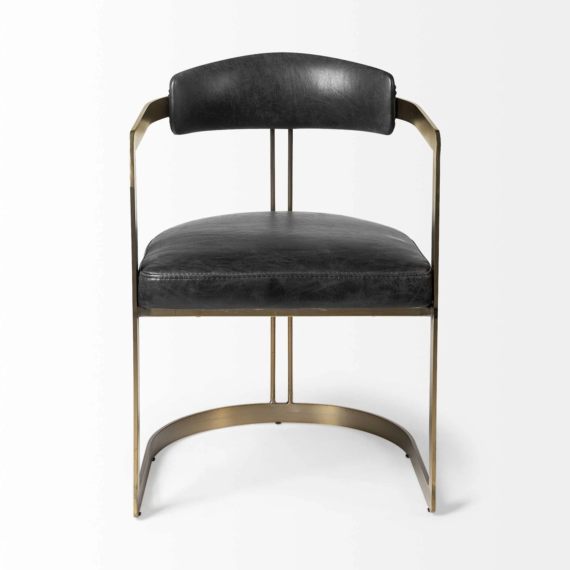 Black Leather Seat With Gold Iron Frame Dining Chair By Homeroots - Image 2