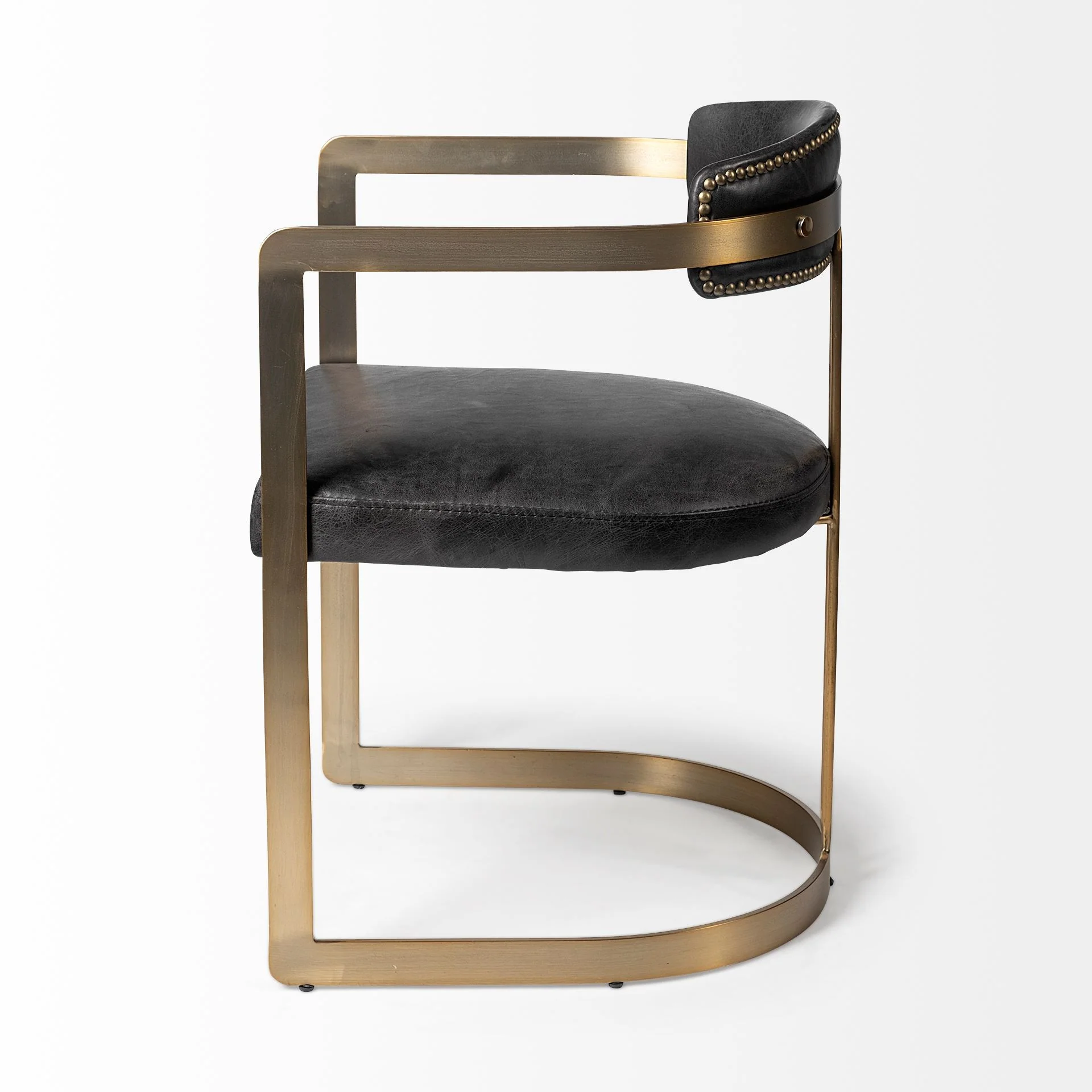 Black Leather Seat With Gold Iron Frame Dining Chair By Homeroots - Image 3