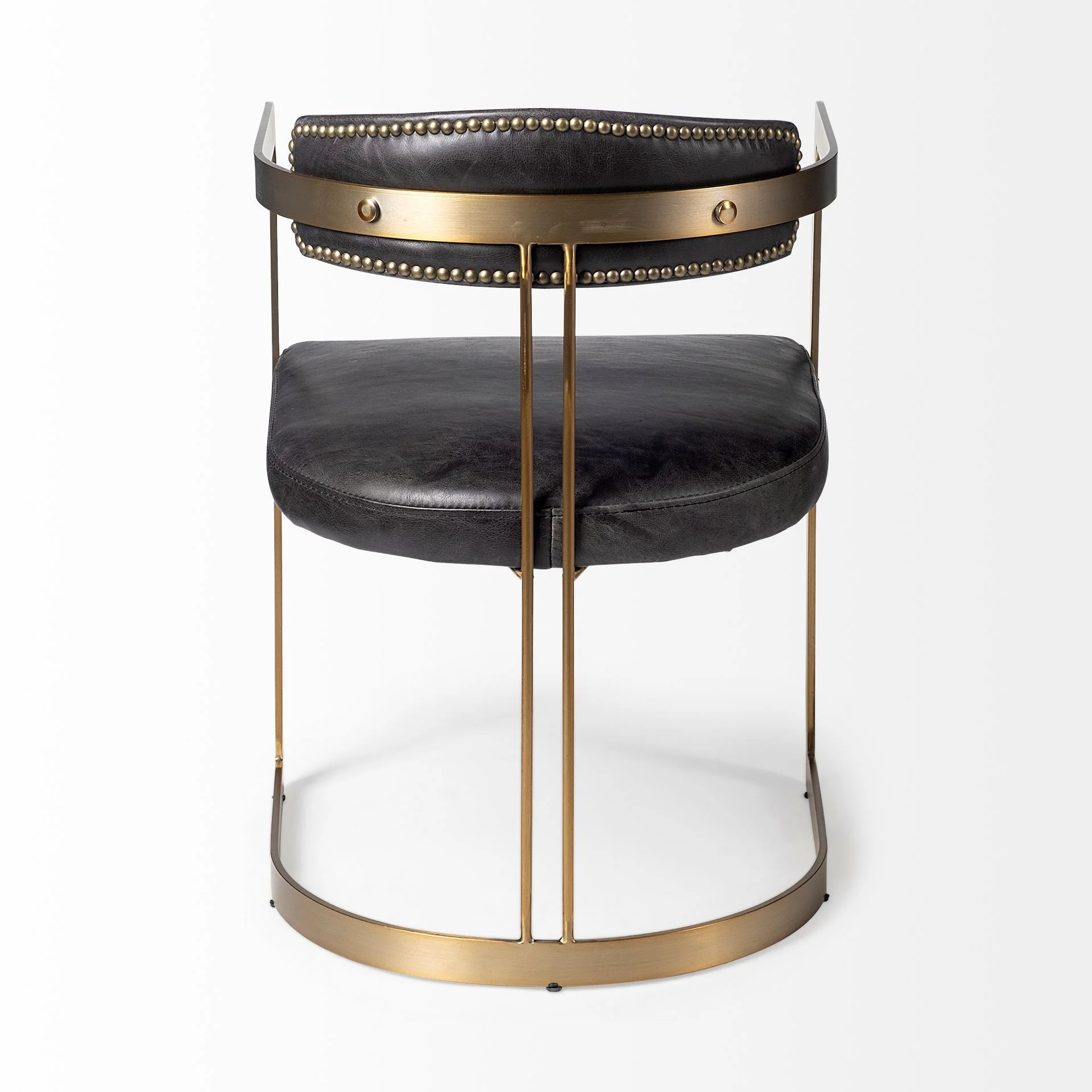 Black Leather Seat With Gold Iron Frame Dining Chair By Homeroots - Image 4