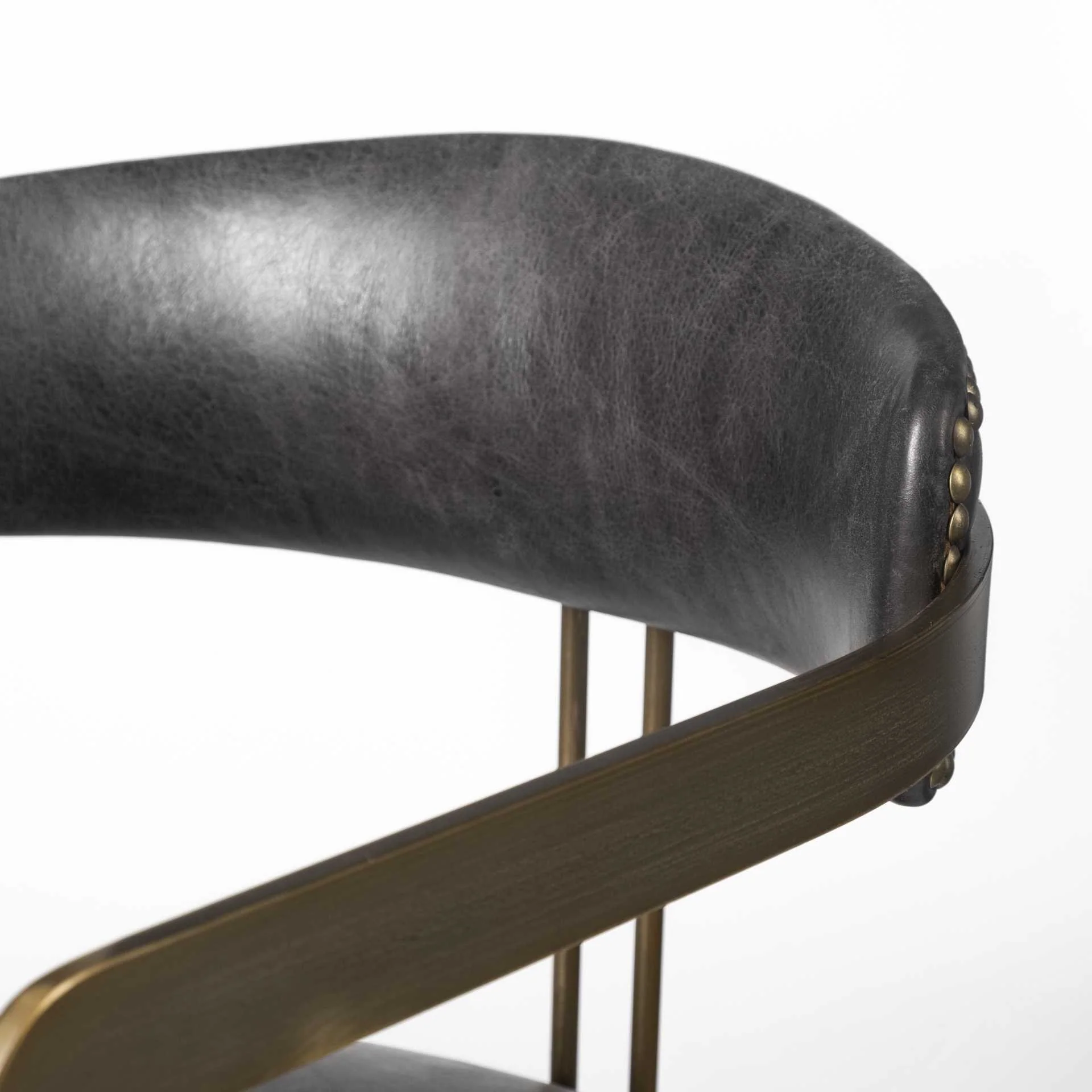 Black Leather Seat With Gold Iron Frame Dining Chair By Homeroots - Image 6