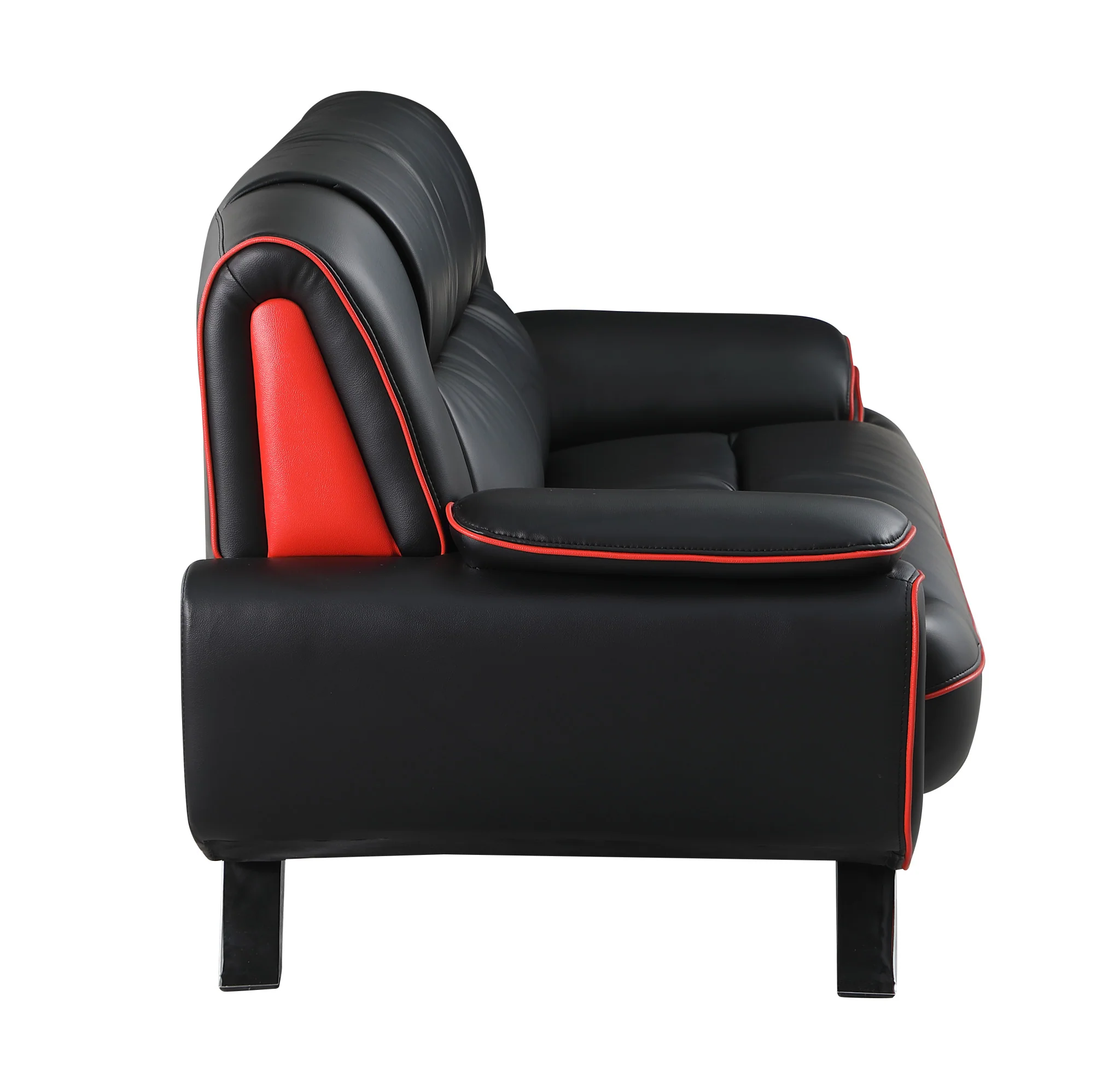 Black Leather Sofa With Silver Legs By Homeroots - Image 6