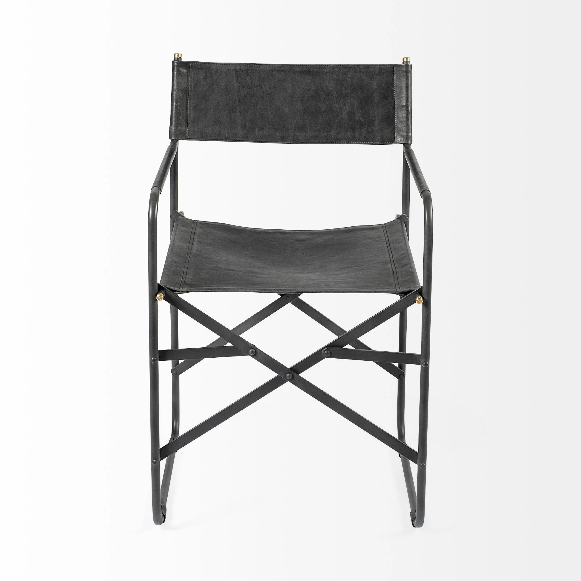 Black Leather With Black Iron Frame Dining Chair By Homeroots - Image 2