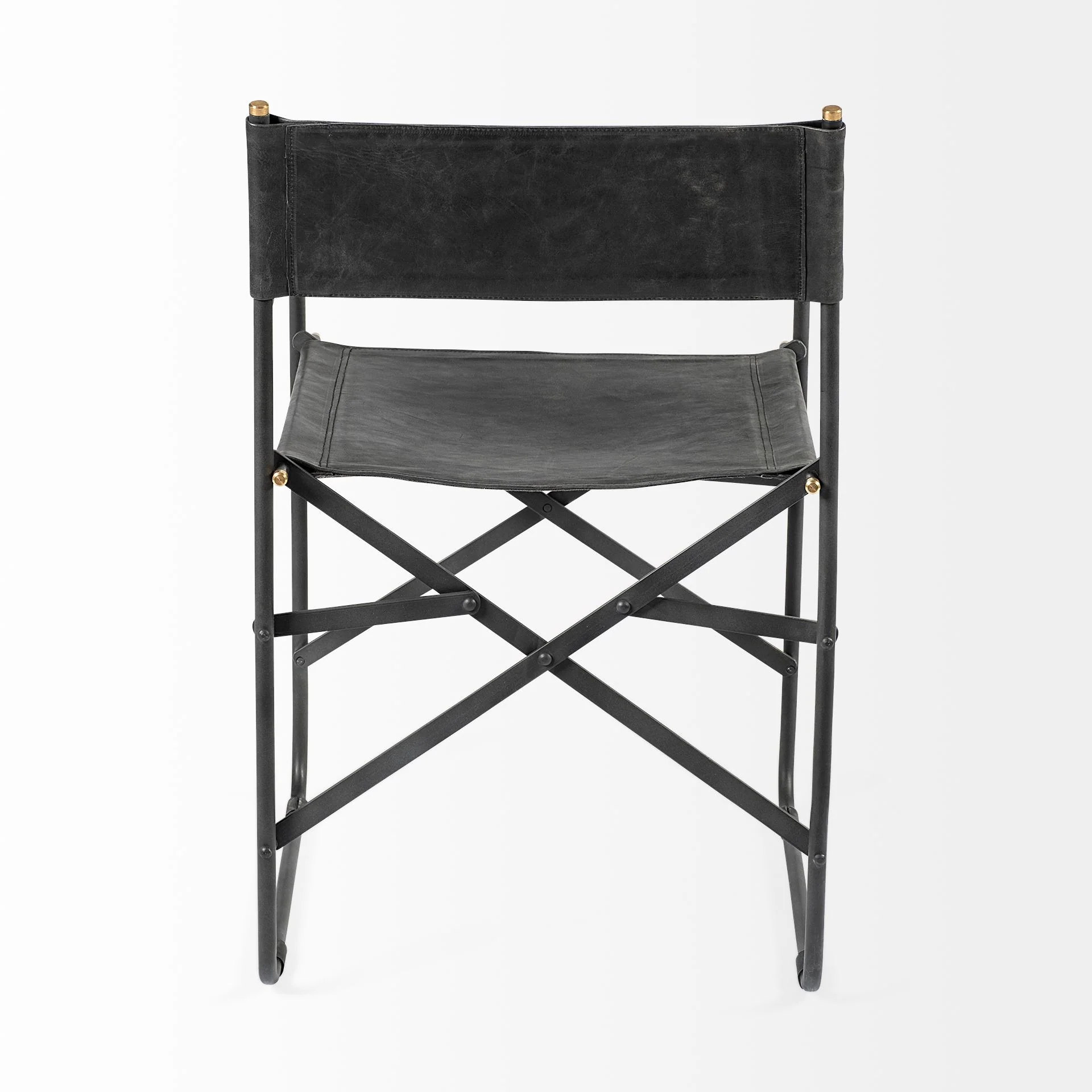 Black Leather With Black Iron Frame Dining Chair By Homeroots - Image 4