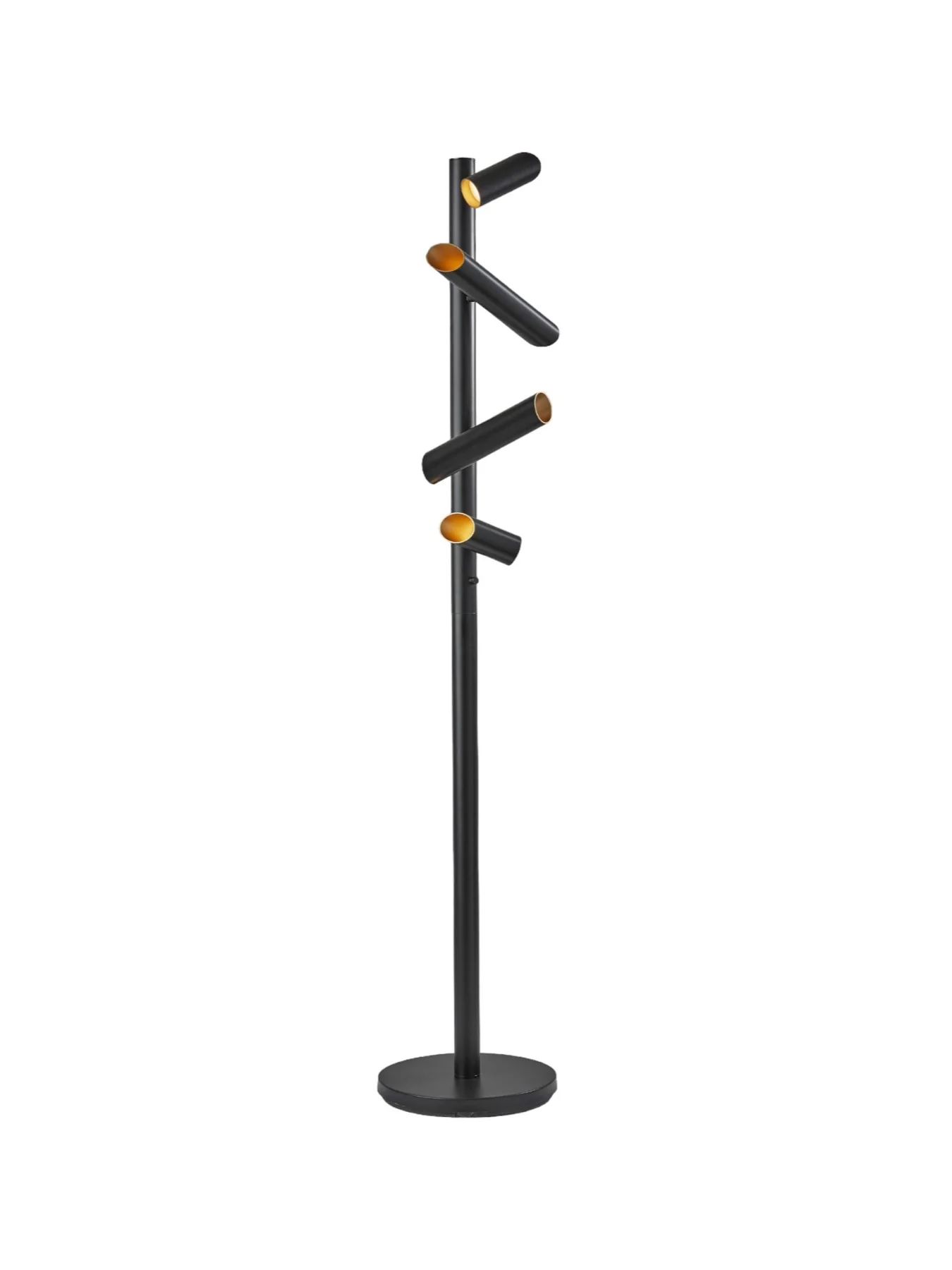 Black LED Tree Floor Lamp With Four Black Metal Cylinder Shades By Homeroots - Image 2