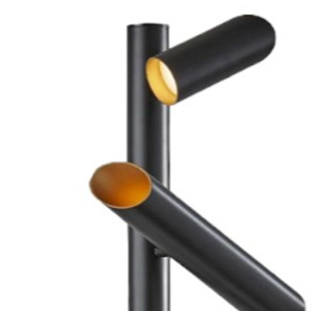Black LED Tree Floor Lamp With Four Black Metal Cylinder Shades By Homeroots - Image 3