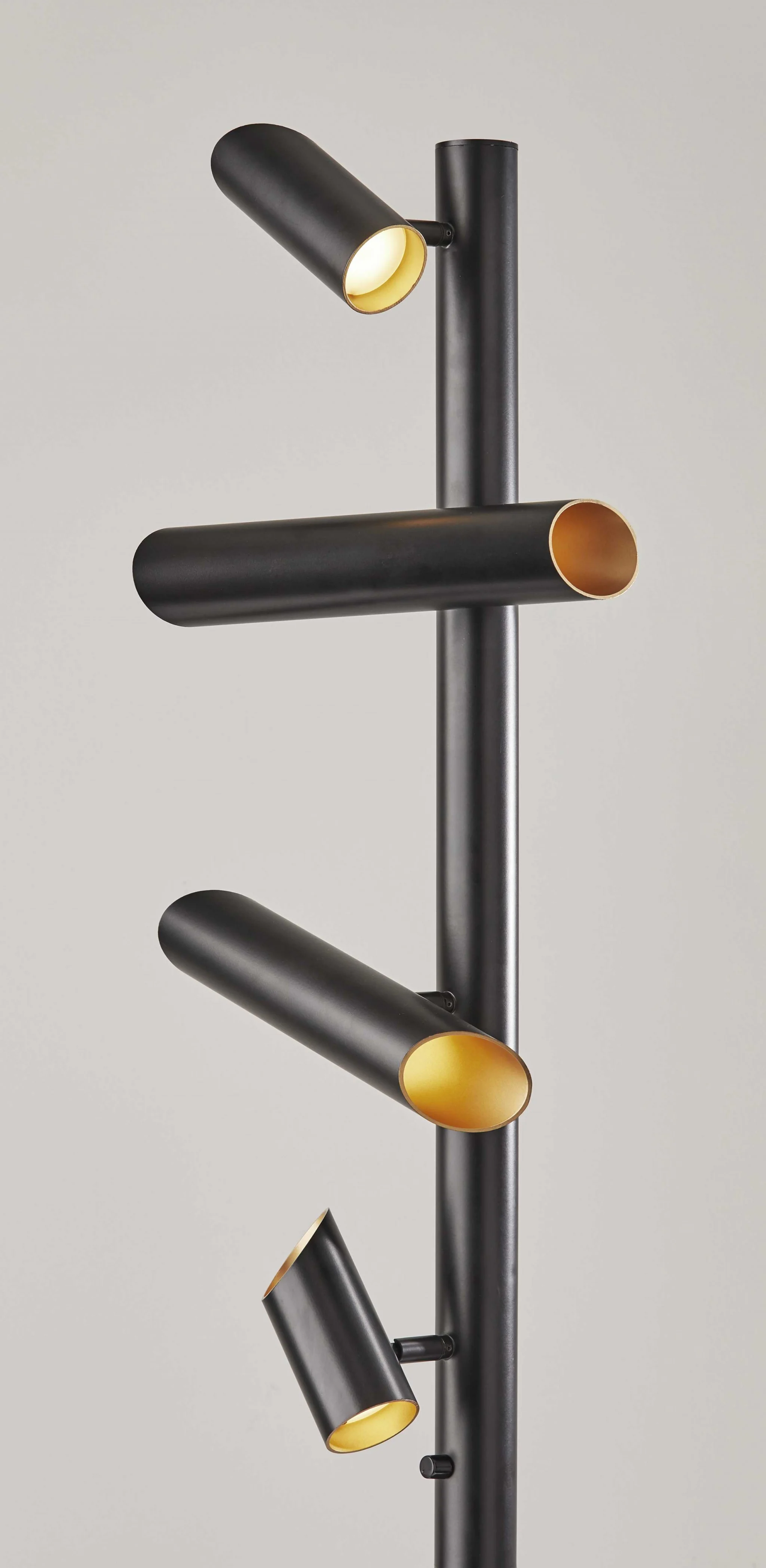 Black LED Tree Floor Lamp With Four Black Metal Cylinder Shades By Homeroots - Image 7