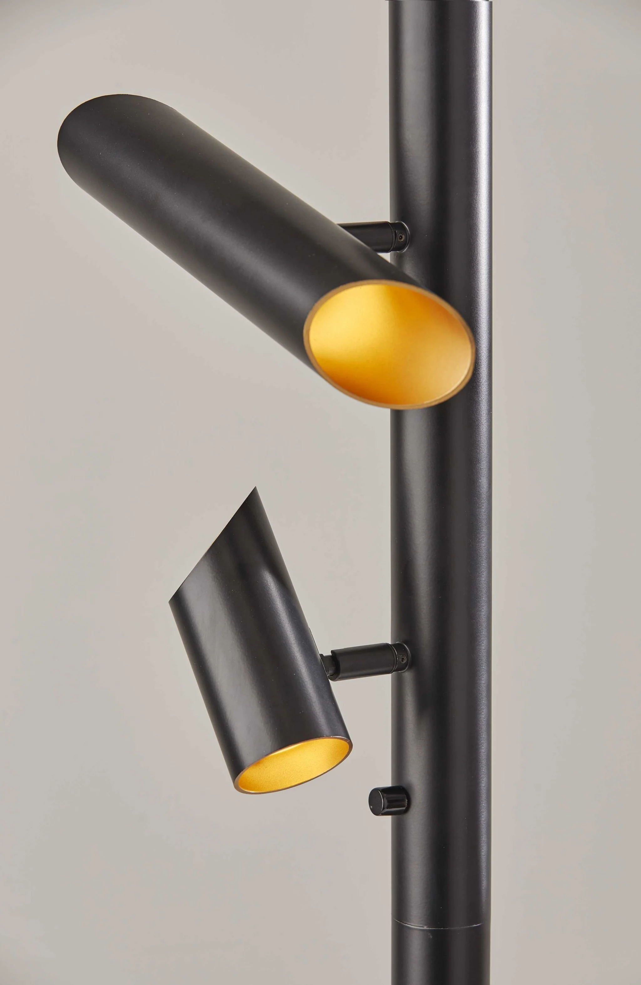 Black LED Tree Floor Lamp With Four Black Metal Cylinder Shades By Homeroots - Image 8