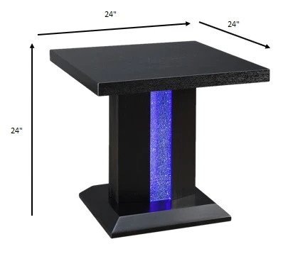 Black LED Wood Glass End Table By Homeroots - Image 4