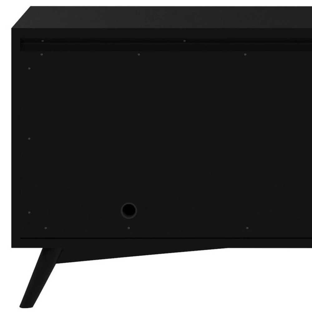 Black Mahogany Solid Wood Enclosed and Open Storage TV Stand By Homeroots - Image 8