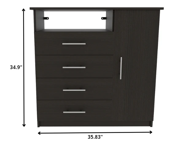 Black Manufactured Wood Four Drawer Combo Dresser By Homeroots - Image 4