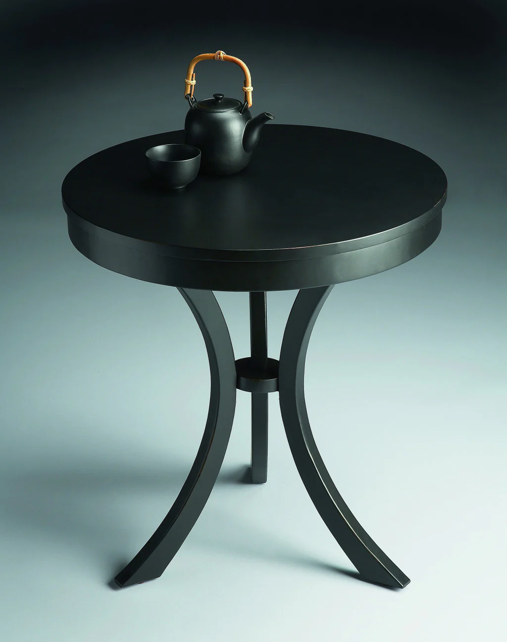 Black Manufactured Wood Round End Table By Homeroots - Image 5