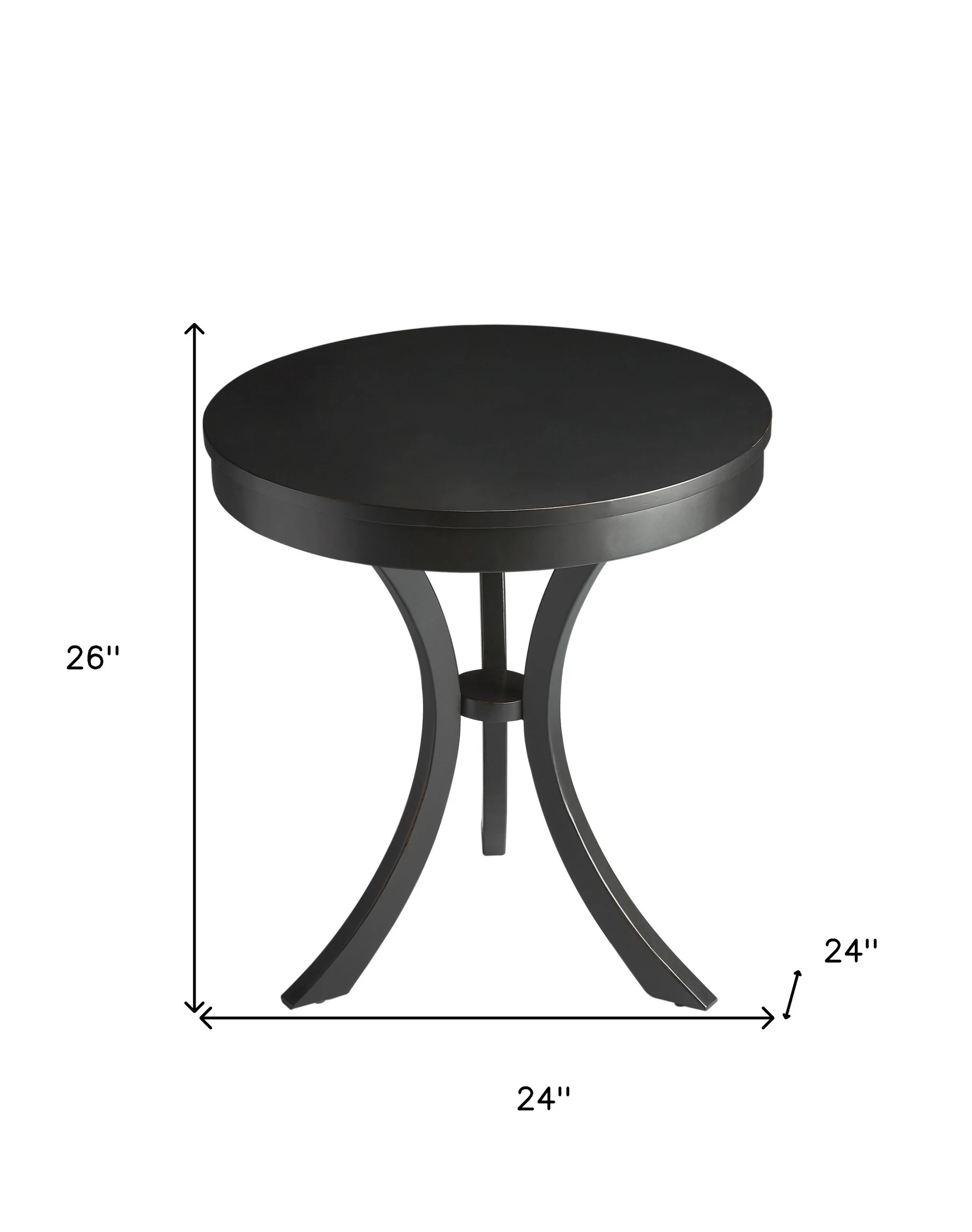 Black Manufactured Wood Round End Table By Homeroots - Image 6