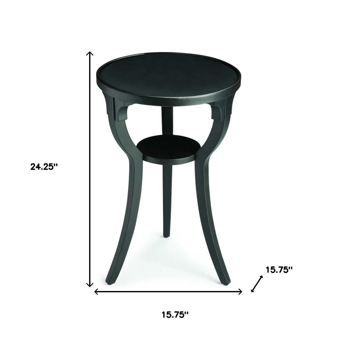 Black Manufactured Wood Round End Table With Shelf By Homeroots - Image 6