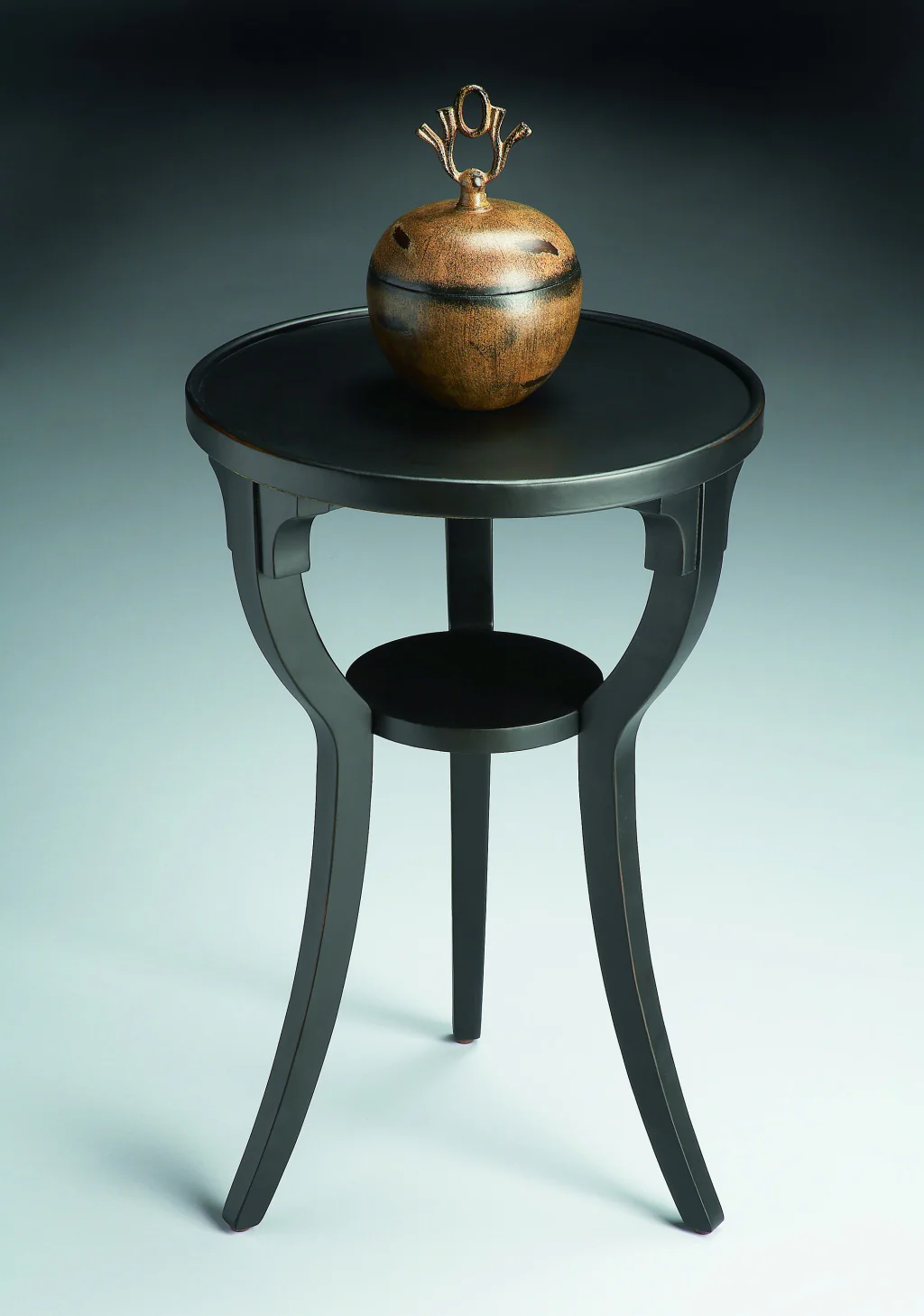 Black Manufactured Wood Round End Table With Shelf By Homeroots - Image 7