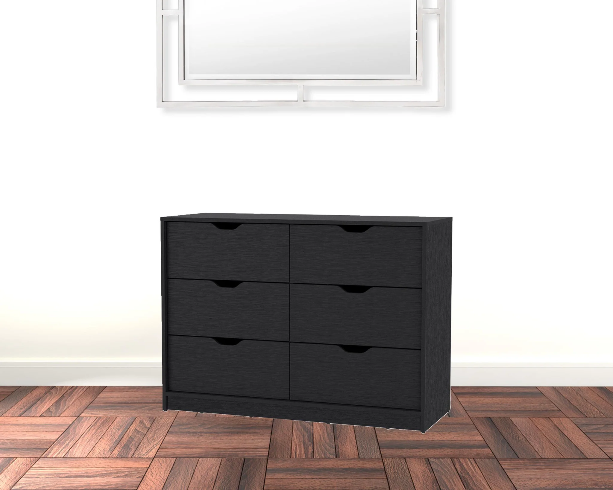 Black Manufactured Wood Six Drawer Modern Dresser By Homeroots - Image 3