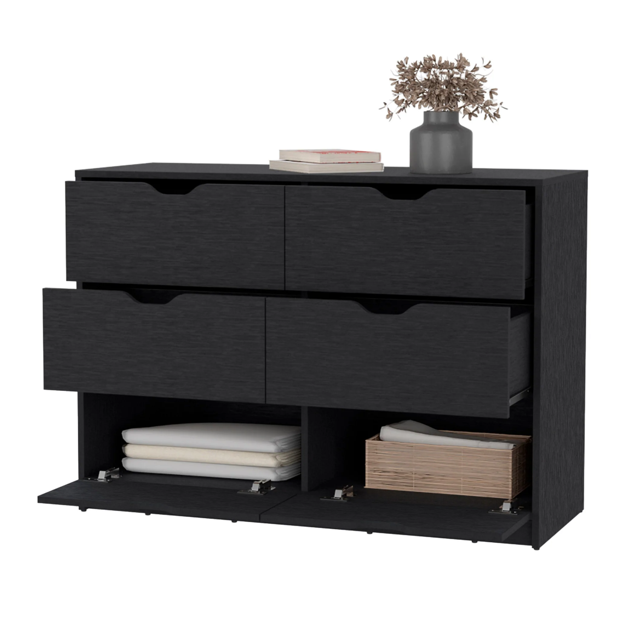 Black Manufactured Wood Six Drawer Modern Dresser By Homeroots - Image 4