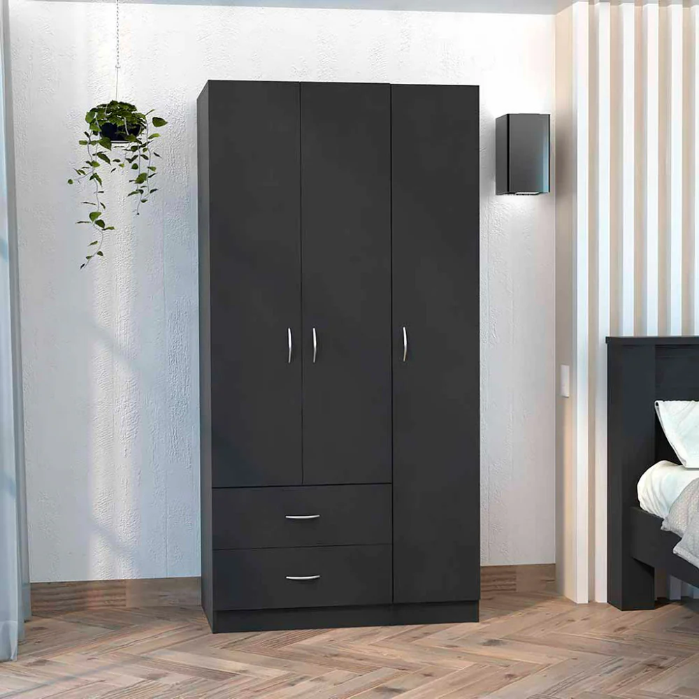 Black Manufactured Wood Two Drawer Combo Dresser By Homeroots - Image 2