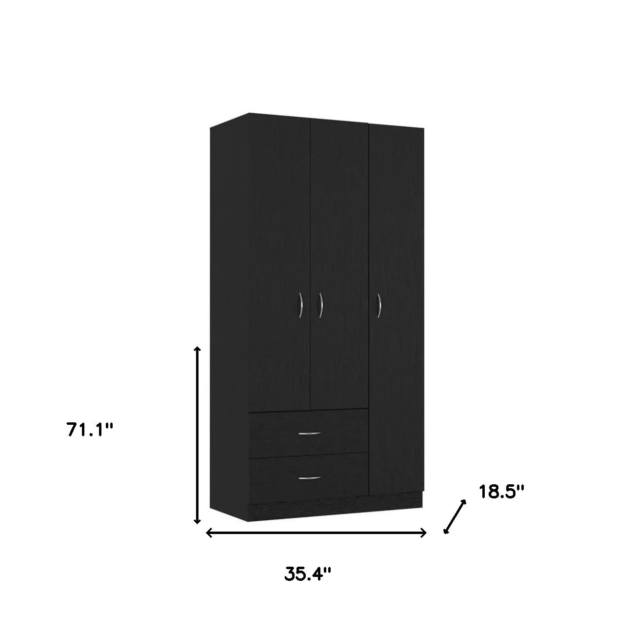 Black Manufactured Wood Two Drawer Combo Dresser By Homeroots - Image 3