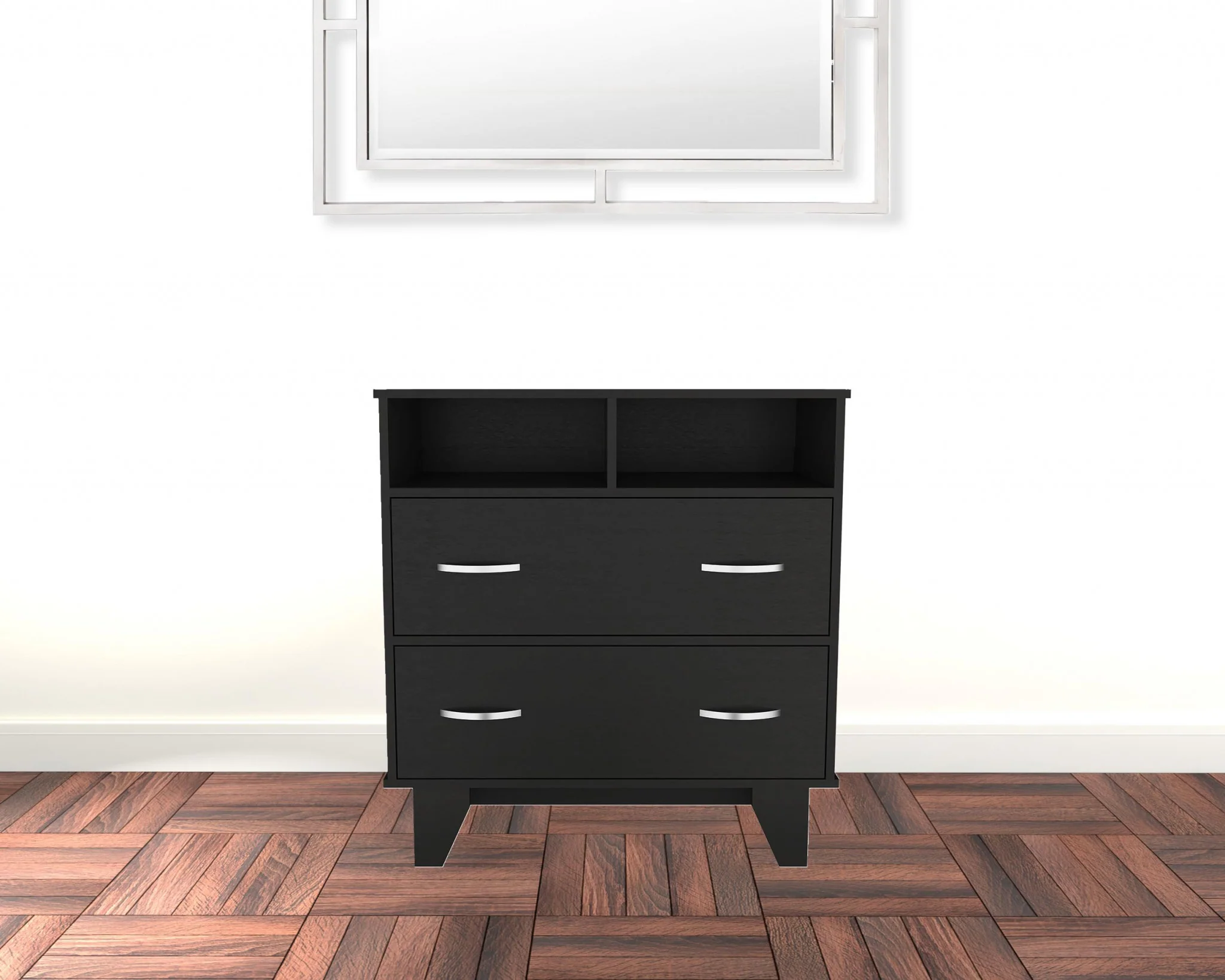 Black Manufactured Wood Two Drawer Dresser By Homeroots - Image 2