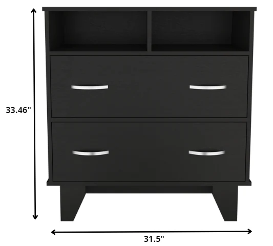 Black Manufactured Wood Two Drawer Dresser By Homeroots - Image 5