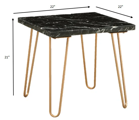 Black Marble and Gold Geometric End Table By Homeroots - Image 6