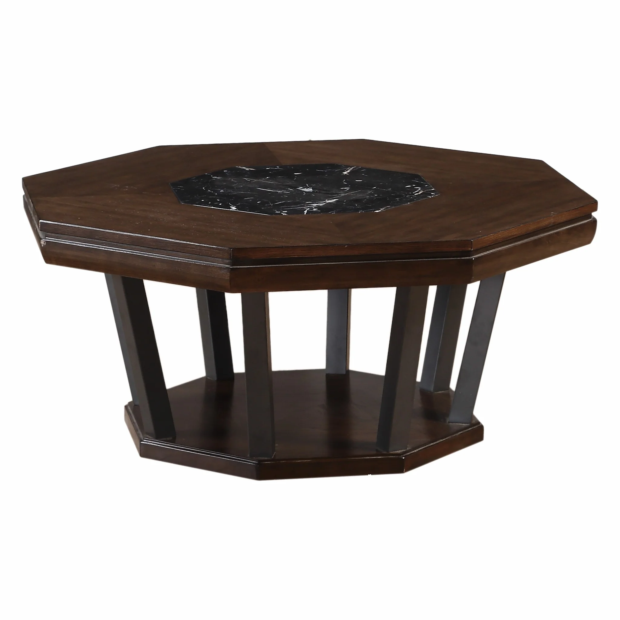 Black Marble And Tobacco Coffee Table By Homeroots - Image 2