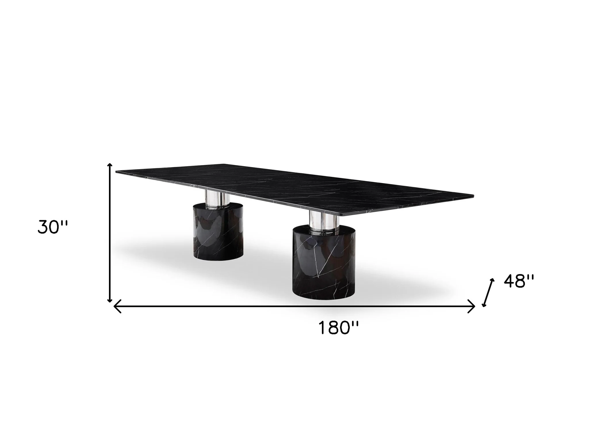 Black Marble Double Pedestal Base Dining Table By Homeroots - Image 5