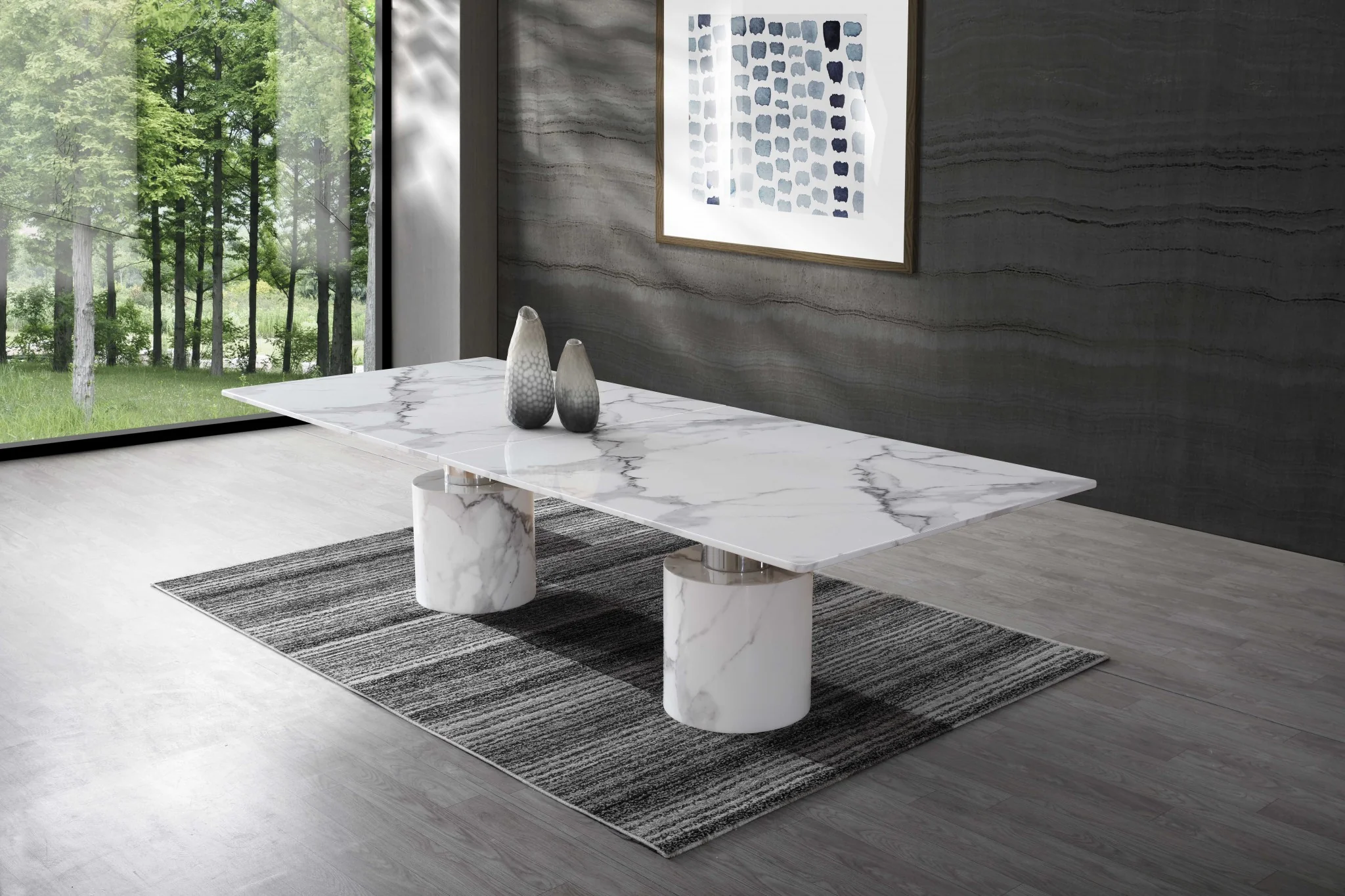 Black Marble Stainless Steel Dining Table By Homeroots - Image 7