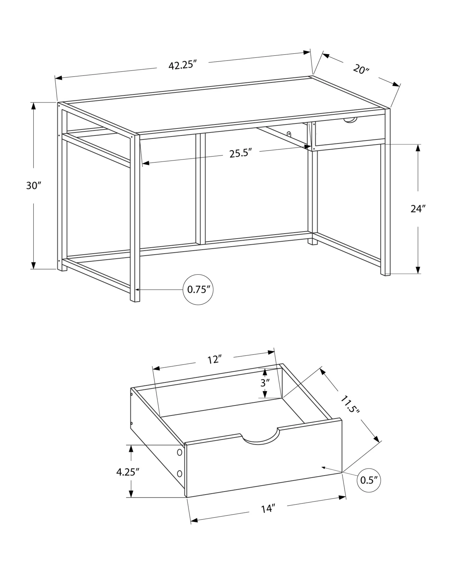 Black Mdf Metal Computer Desk By Homeroots - Image 11