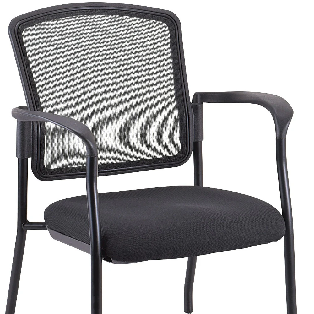 Black Mesh Fabric Rolling Guest Arm Chair By Homeroots - Image 4