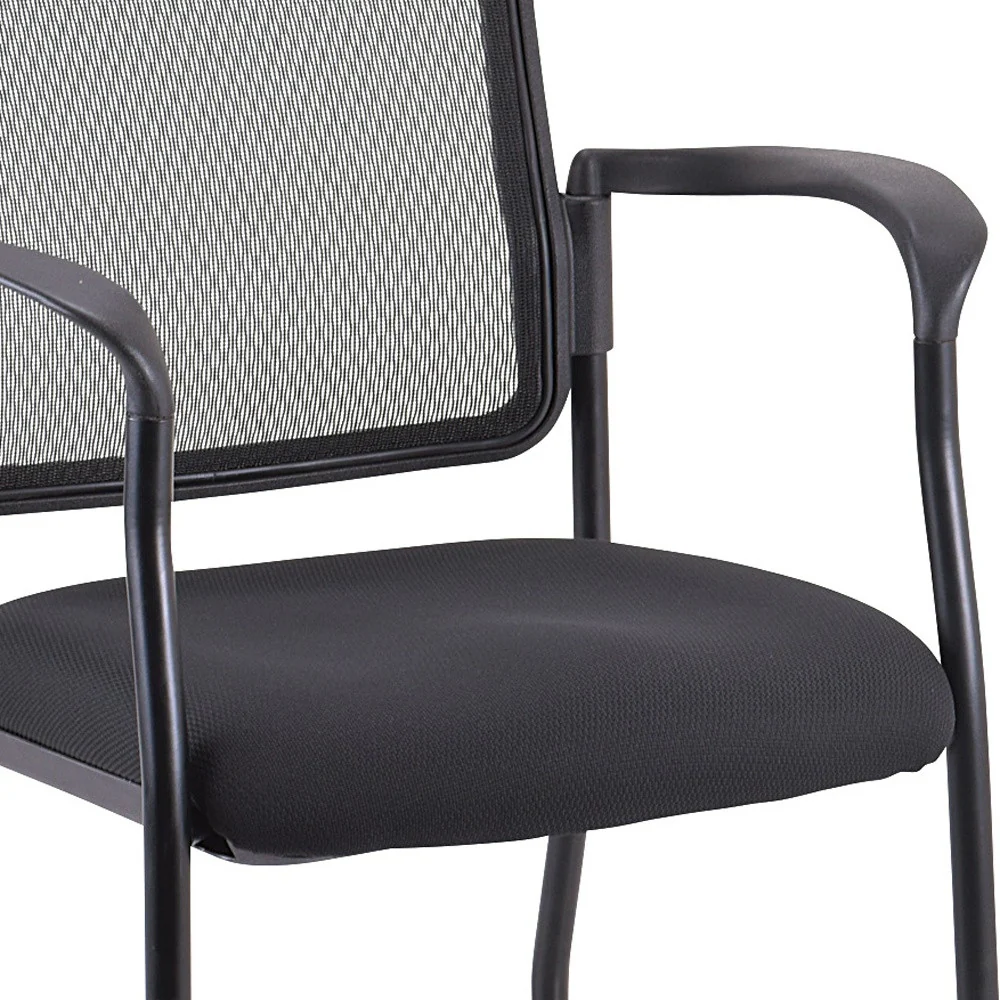 Black Mesh Fabric Rolling Guest Arm Chair By Homeroots - Image 5