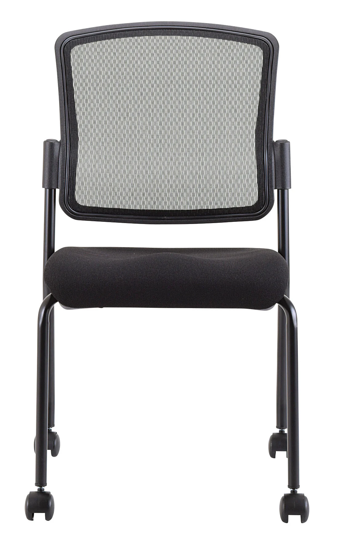 Black Mesh Fabric Rolling Guest Chair By Homeroots - Image 3