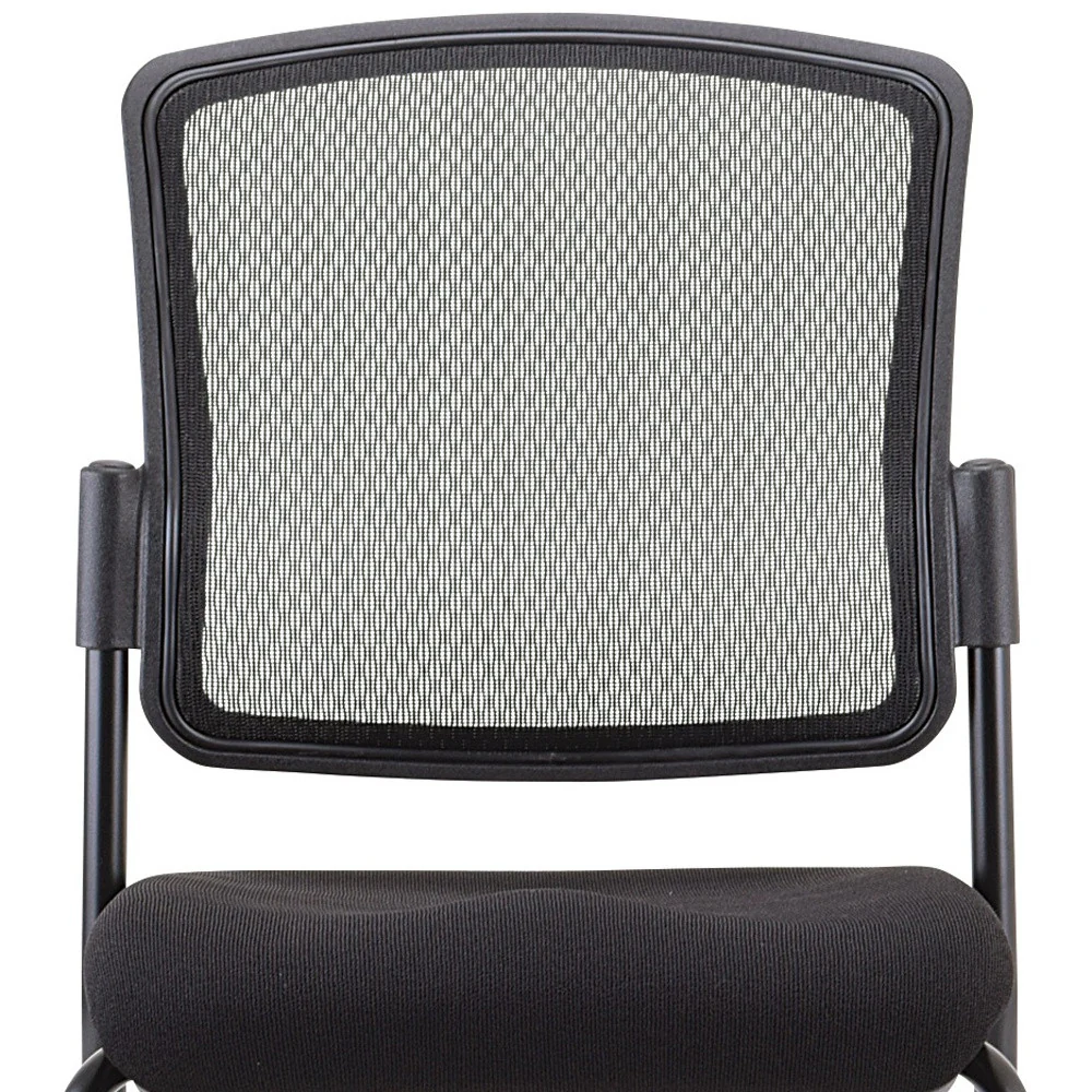Black Mesh Fabric Rolling Guest Chair By Homeroots - Image 4