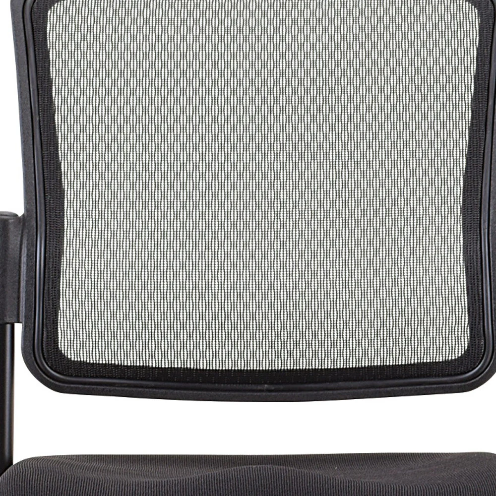 Black Mesh Fabric Rolling Guest Chair By Homeroots - Image 5