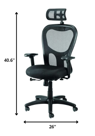 Black Mesh Fabric Rolling Office Desk Chair By Homeroots - Image 2