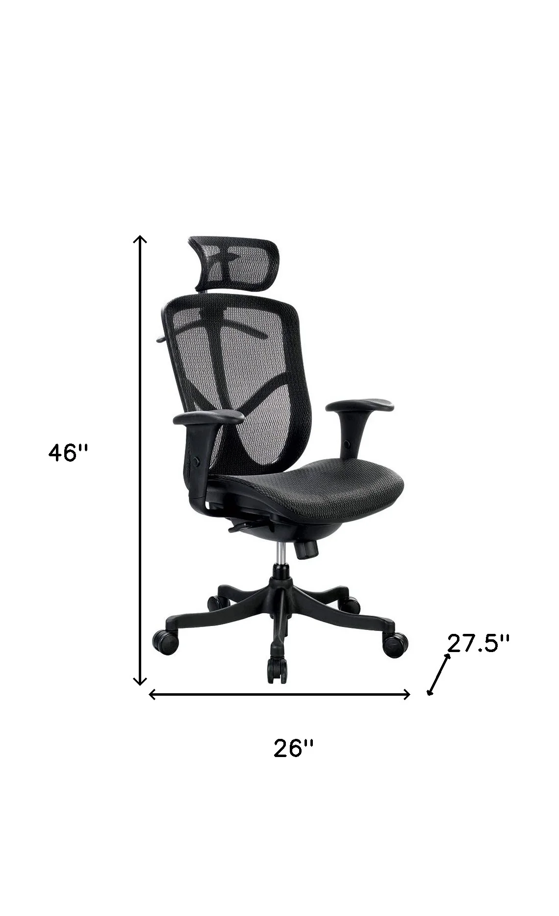 Black Mesh High Tilt Chair By Homeroots - Image 2