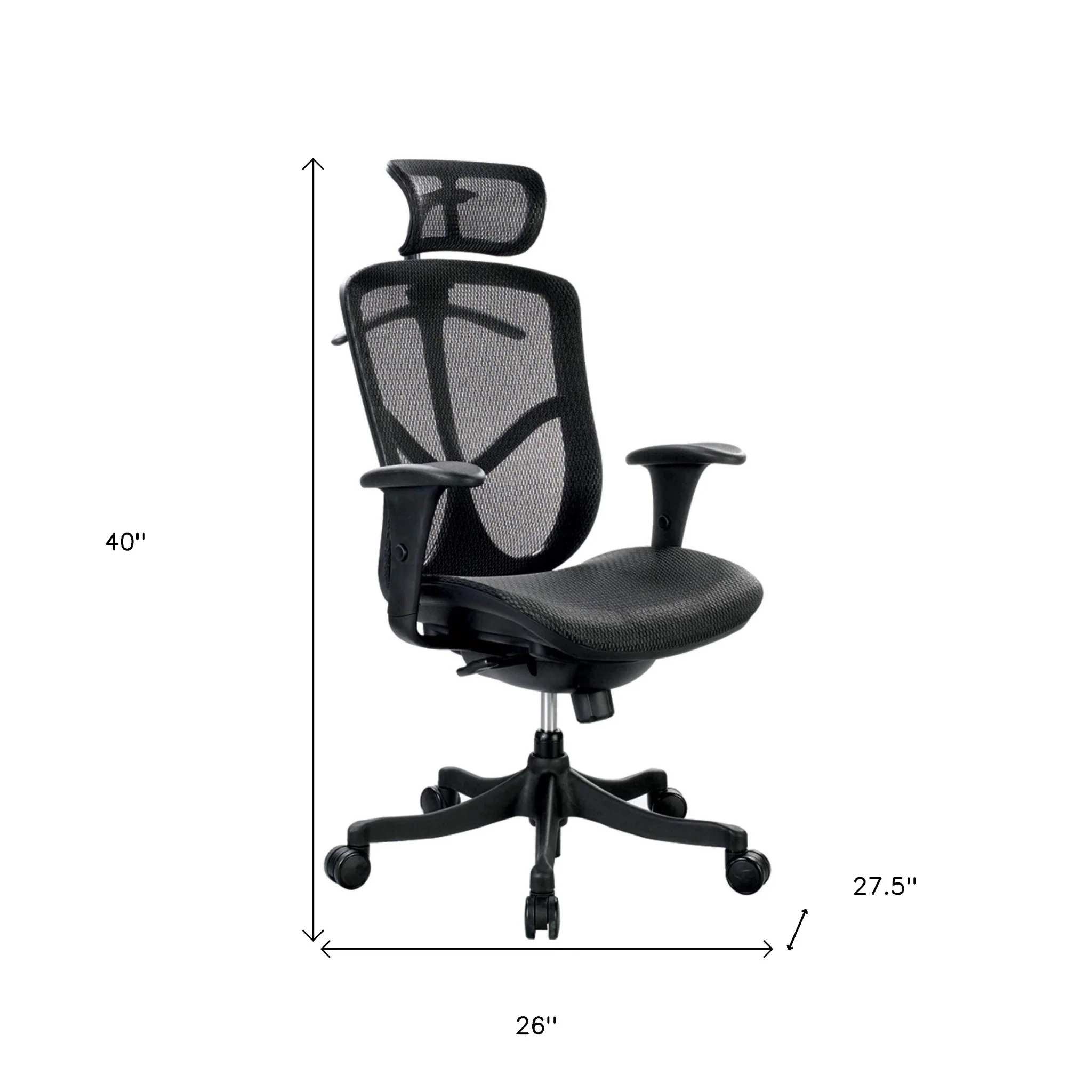Black Mesh Low Tilt Chair By Homeroots - Image 2