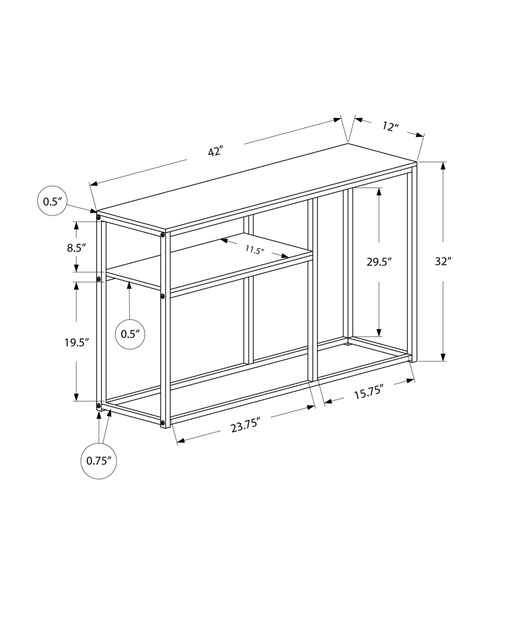 Black Metal Accent Table By Homeroots - 333247 - Image 3
