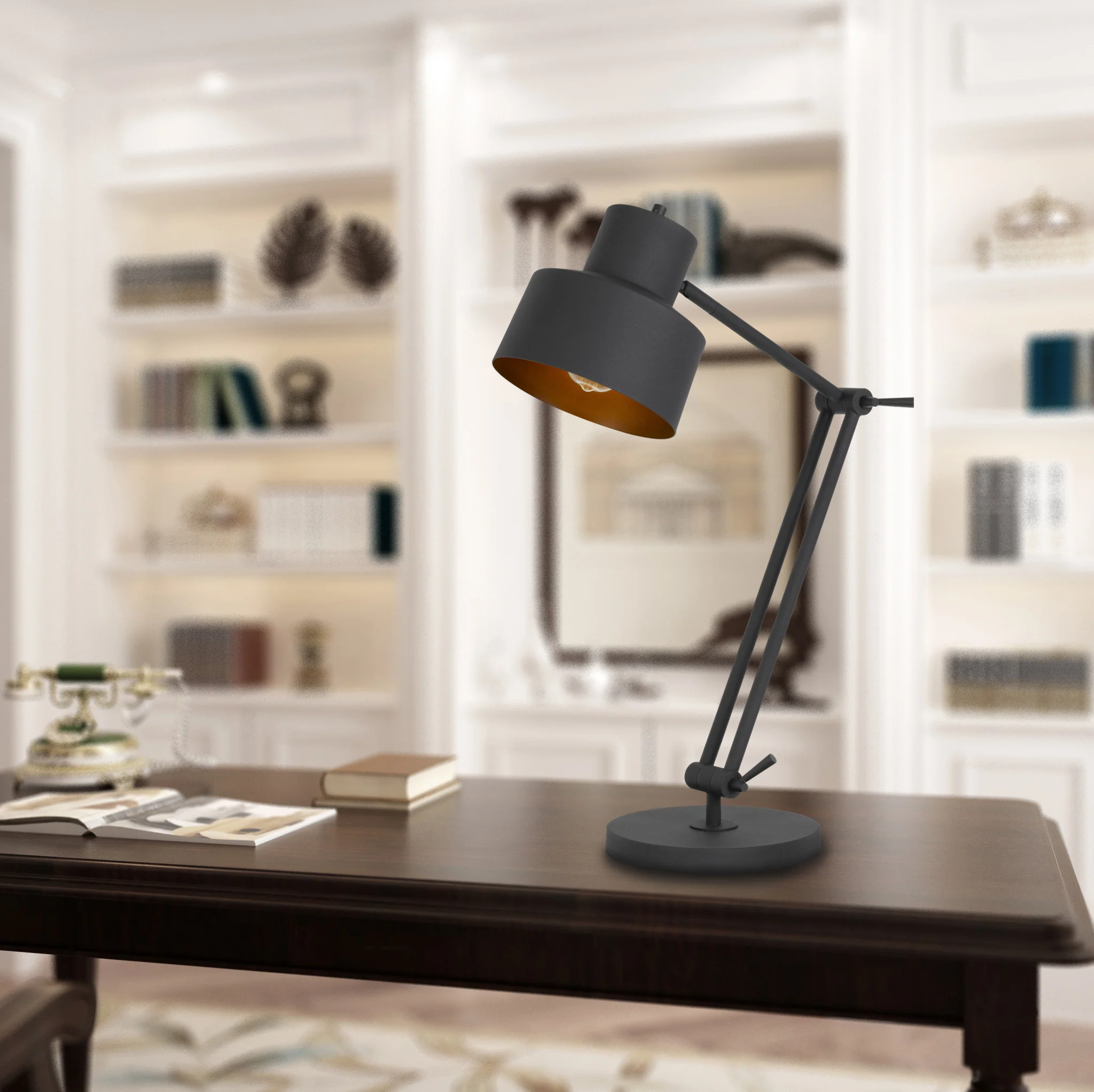 Black Metal Adjustable Desk Table Lamp By Homeroots - Image 2