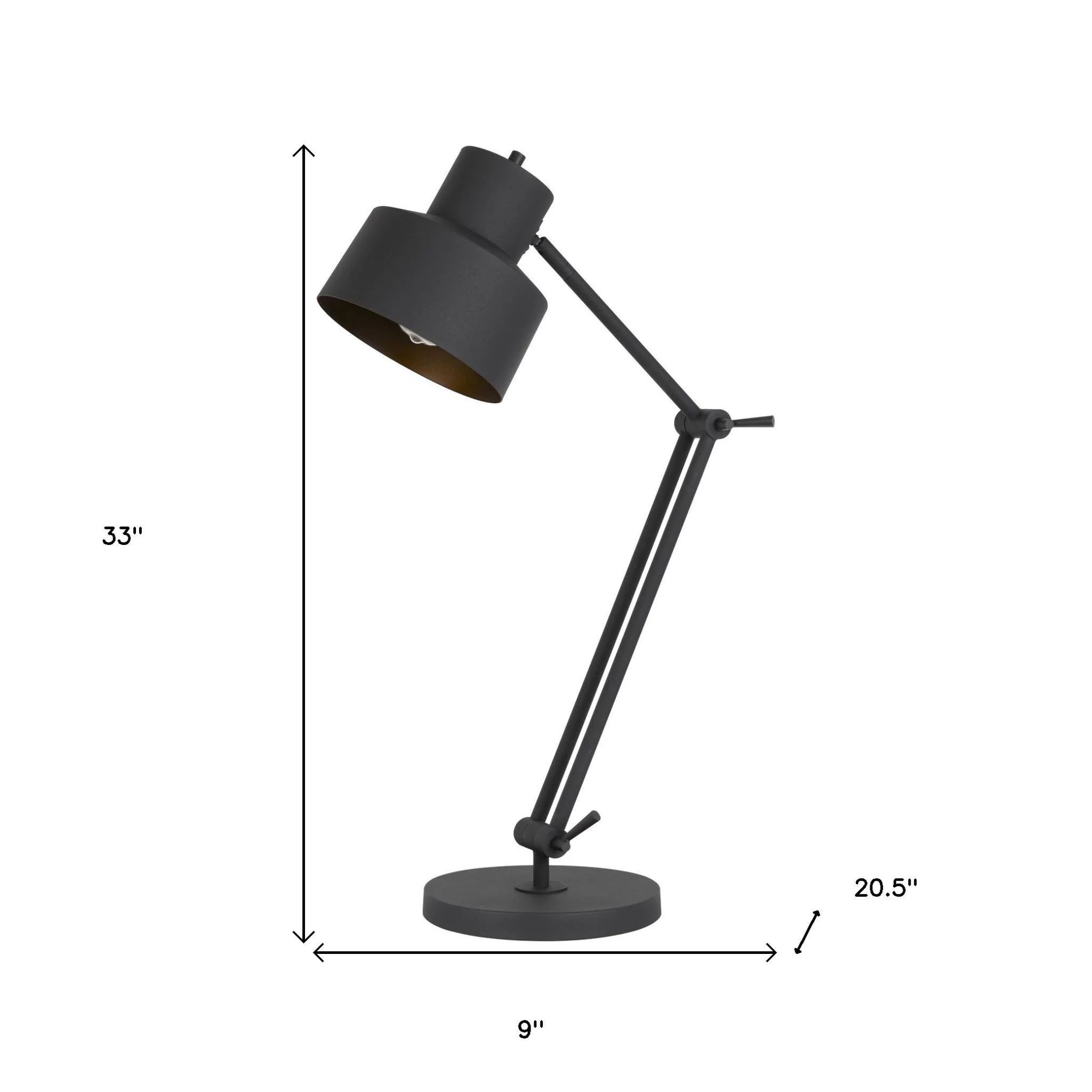 Black Metal Adjustable Desk Table Lamp By Homeroots - Image 3