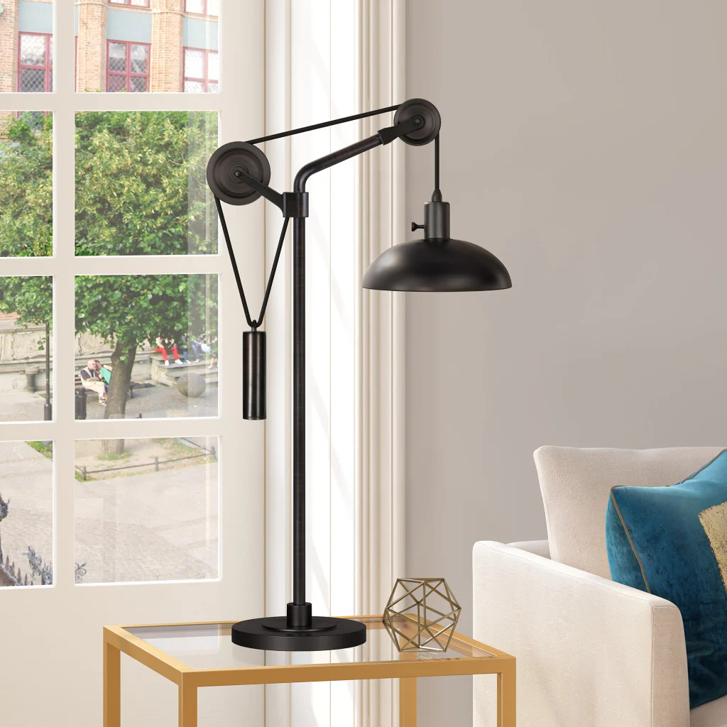 Black Metal Adjustable Desk Table Lamp With Black Dome Shade By Homeroots - Image 4